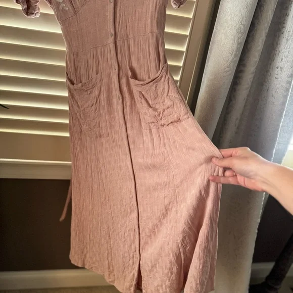 Free People Pink Embroidered Dress Love to Love You Small - Picture 6 of 10